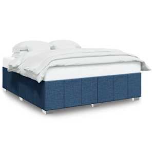 Rám postele bez matrace modrý 200 x 200 cm textil - obrázek 2
