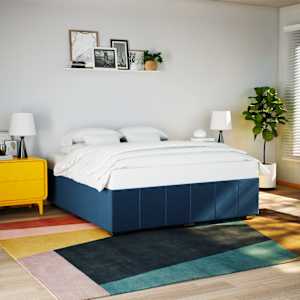 Rám postele bez matrace modrý 200 x 200 cm textil - obrázek 1