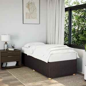 Rám postele bez matrace tmavě hnědá 90 x 190 cm textil - obrázek 1
