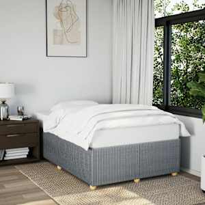 Posteljni okvir brez vzmetnice svetlo siv 120x200 cm blago