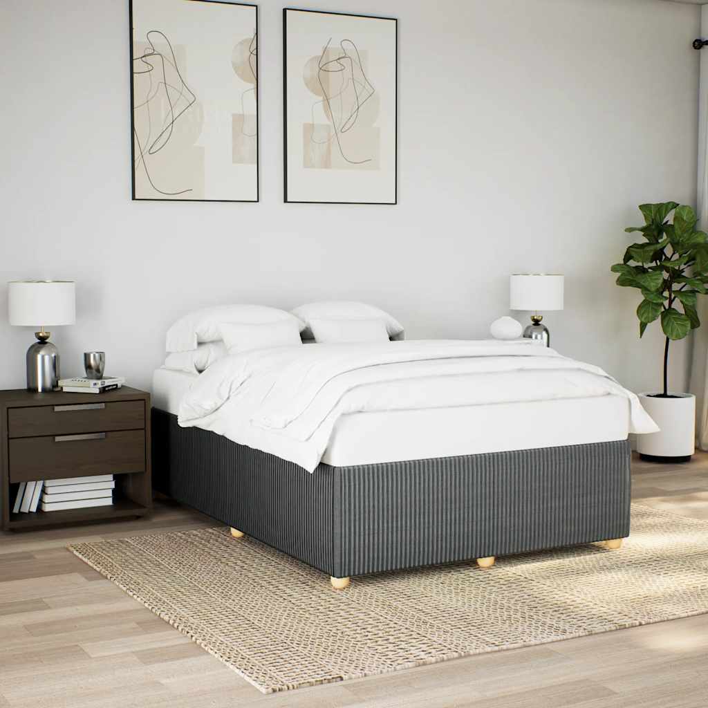 vidaXL Cadru de pat fără saltea, gri închis, 140x200 cm, textil