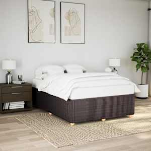 Posteljni okvir brez vzmetnice temno rjav 140x200 cm tkanina