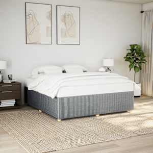Rám postele bez matrace světle šedý 200 x 200 cm textil - obrázek 1