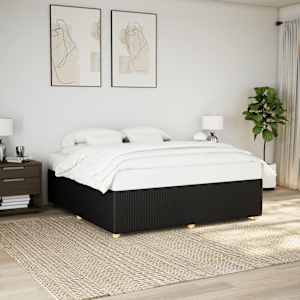 Rám postele bez matrace černý 200 x 200 cm textil - obrázek 1