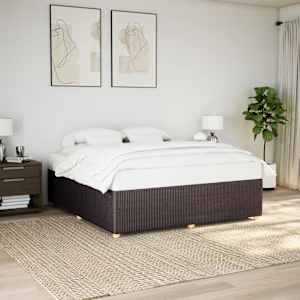 Rám postele bez matrace tmavě hnědý 200 x 200 cm textil - obrázek 1