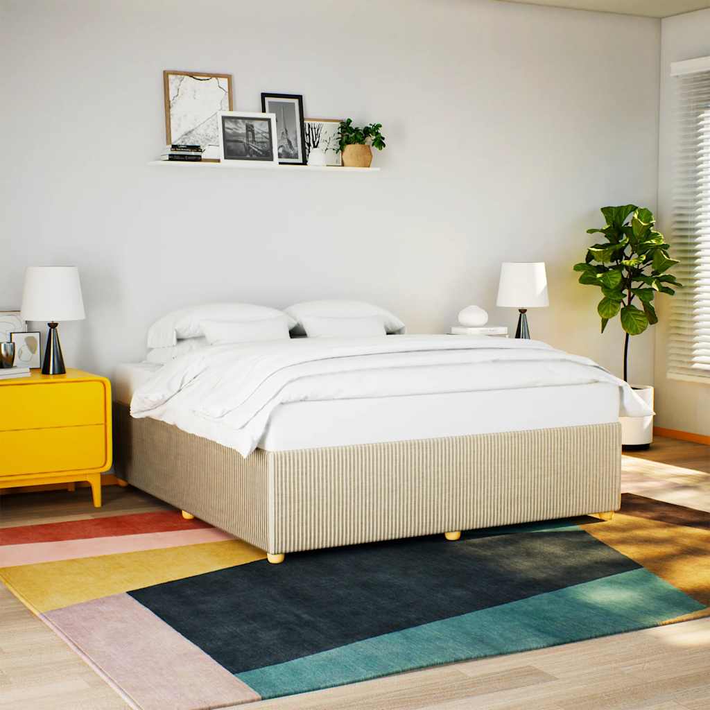 vidaXL Cadru de pat fără saltea, crem, 200x200 cm, textil