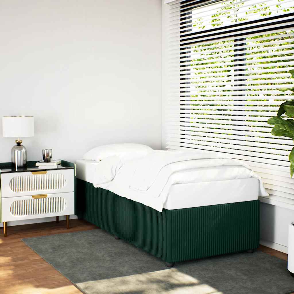 vidaXL Bedframe zonder matras 90x200 cm fluweel donkergroen groen, foto 3