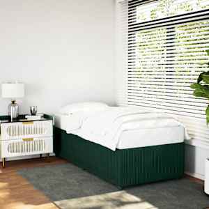 Posteljni okvir brez vzmetnice temno zelen 100x200 cm žamet