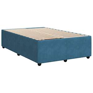 vidaXL gultas rāmis, zils, 120x190 cm, samts