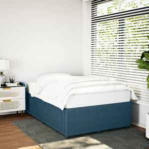 Posteljni okvir modra 120x190 cm žamet