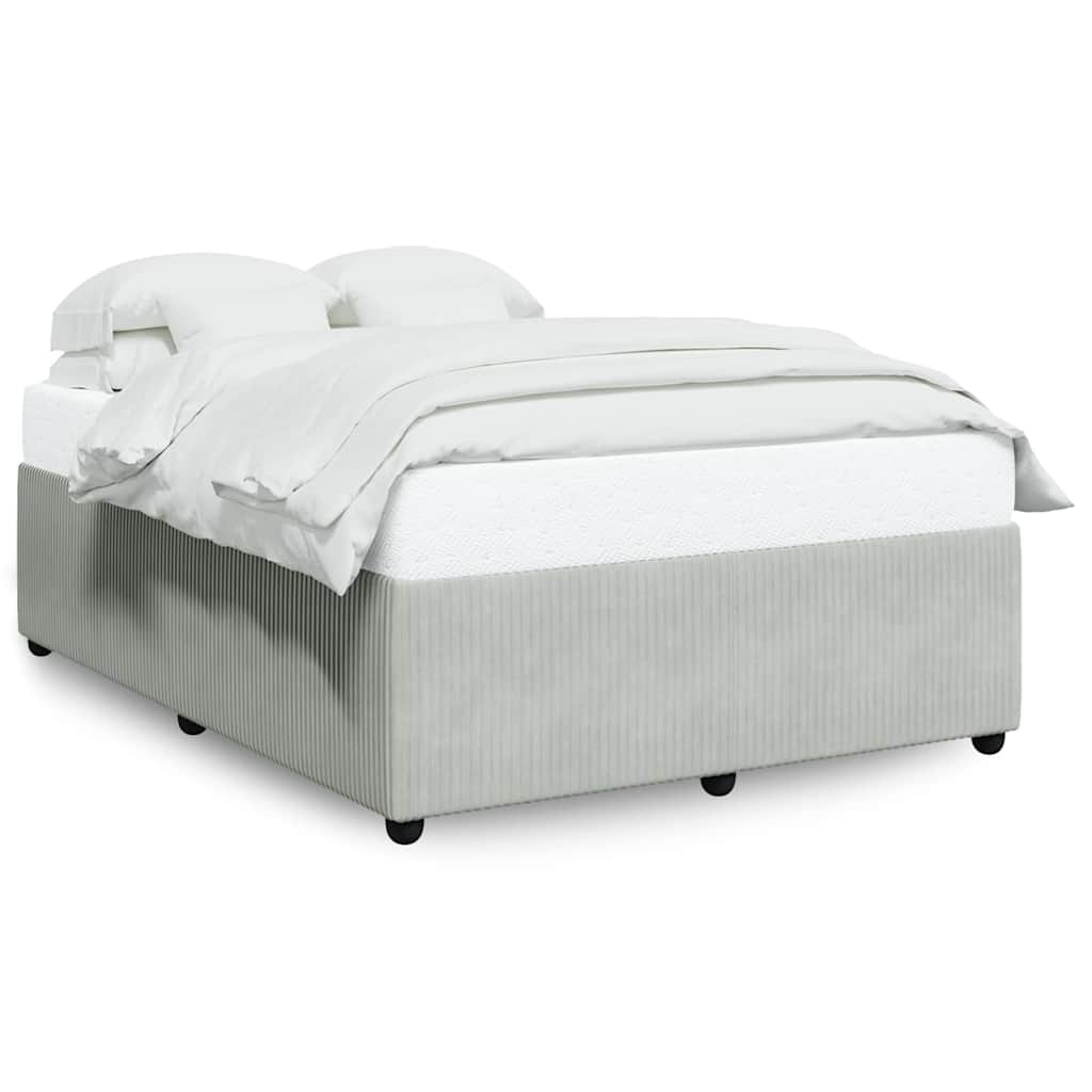 vidaXL Bedframe zonder matras 140x190 cm fluweel lichtgrijs grijs, foto 3