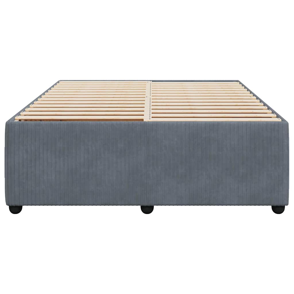 vidaXL Bedframe zonder matras 140x190 cm fluweel donkergrijs grijs, foto 4