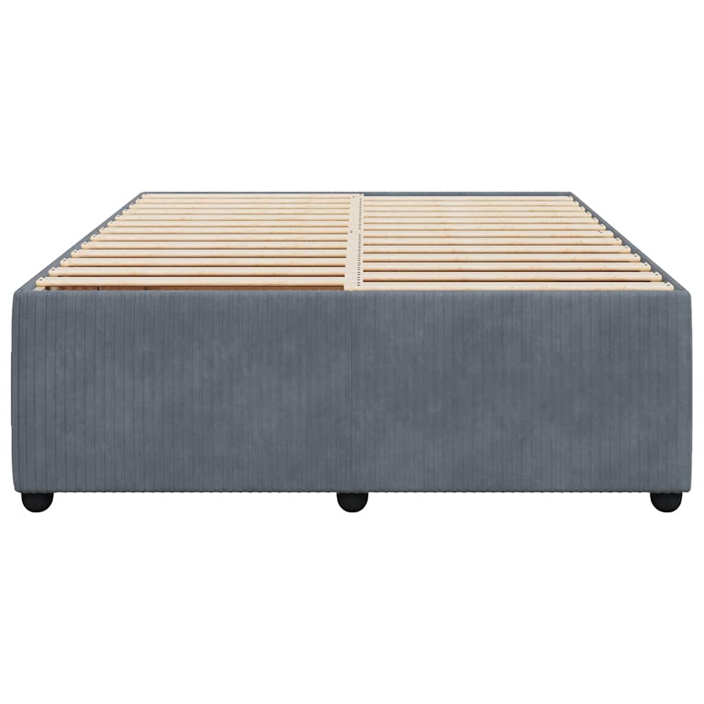 vidaXL Bedframe zonder matras 140x200 cm fluweel donkergrijs grijs, foto 4