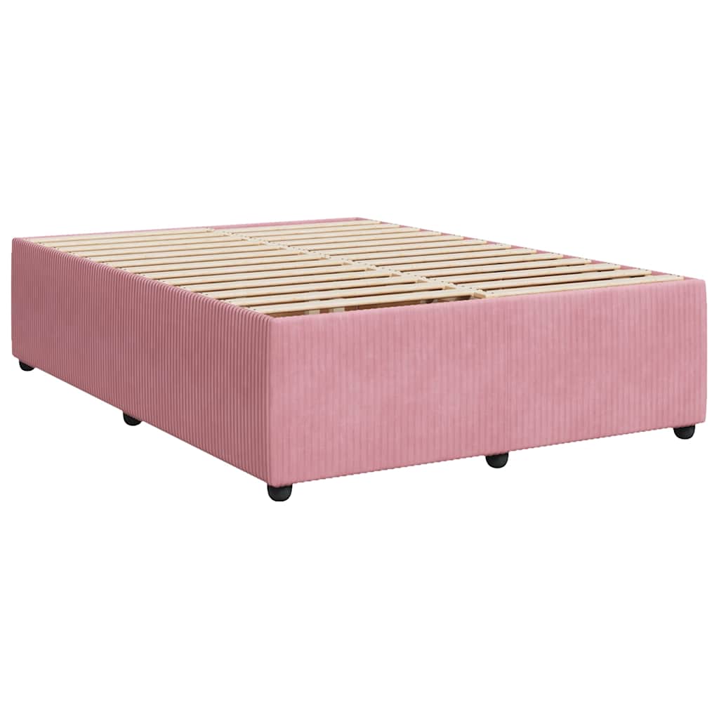 vidaXL Bedframe fluweel roze 140x200 cm, foto 2