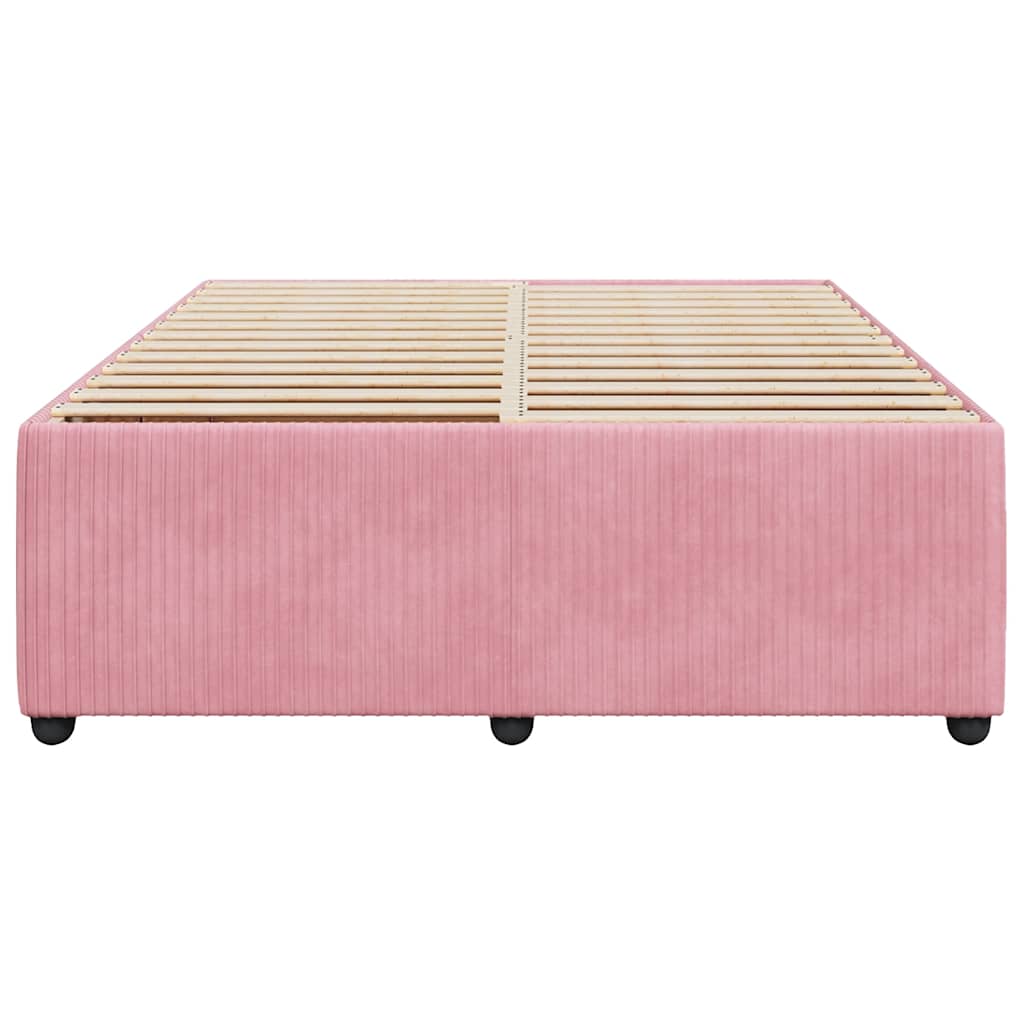 vidaXL Bedframe fluweel roze 140x200 cm, foto 4
