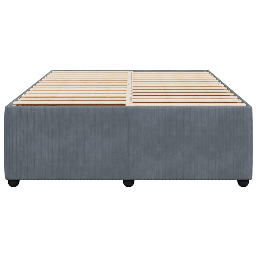 vidaXL Bedframe zonder matras 160x200 cm fluweel donkergrijs grijs, foto 4