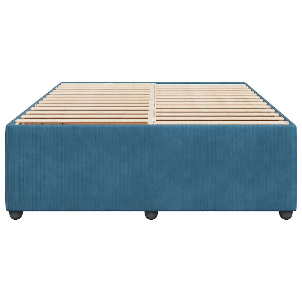 vidaXL Bedframe fluweel blauw 160x200 cm, foto 4