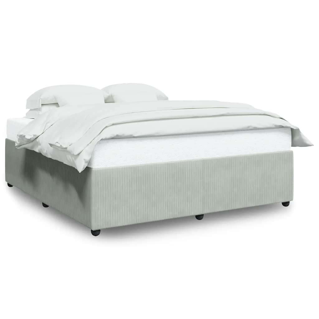 vidaXL Bedframe zonder matras 200x200 cm fluweel lichtgrijs grijs, foto 3