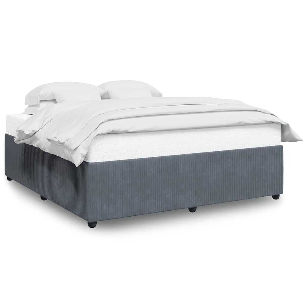 vidaXL Bedframe zonder matras 200x200 cm fluweel donkergrijs grijs, foto 3