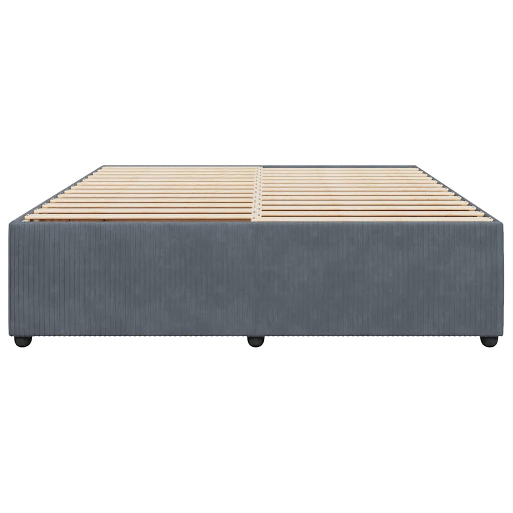 vidaXL Bedframe zonder matras 200x200 cm fluweel donkergrijs grijs, foto 4