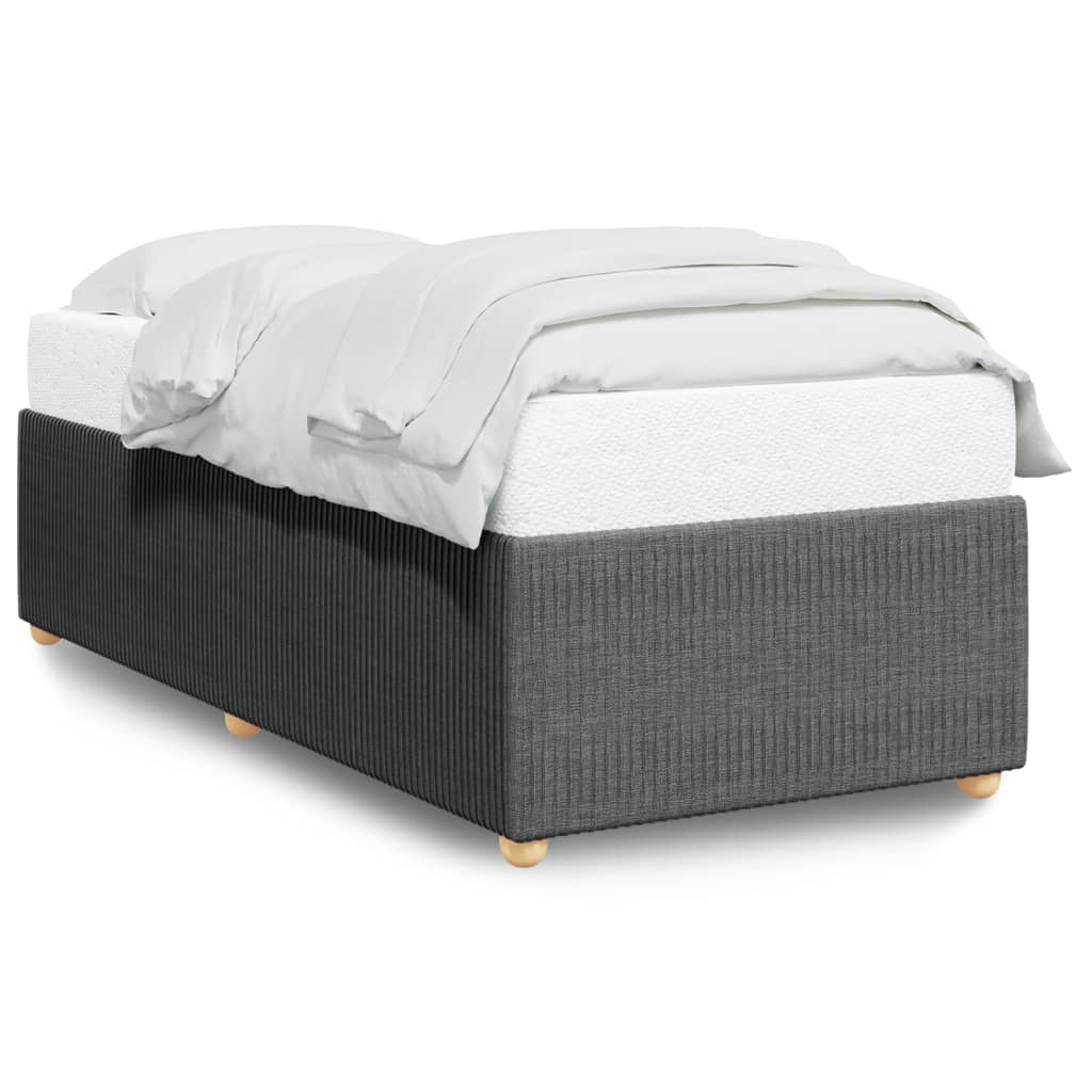 vidaXL Cadru de pat de o persoană, gri închis, textil