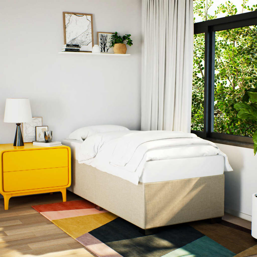 vidaXL Boxspring met matras stof crèmekleurig 80x200 cm afbeelding