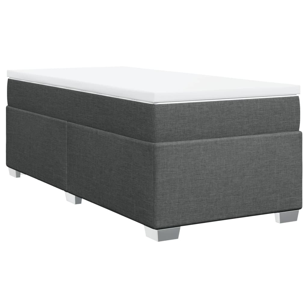vidaXL Pat box spring cu saltea, gri închis, 90x190 cm, textil