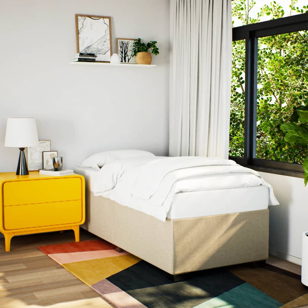 vidaXL Boxspring met matras stof crèmekleurig 90x190 cm, foto 2
