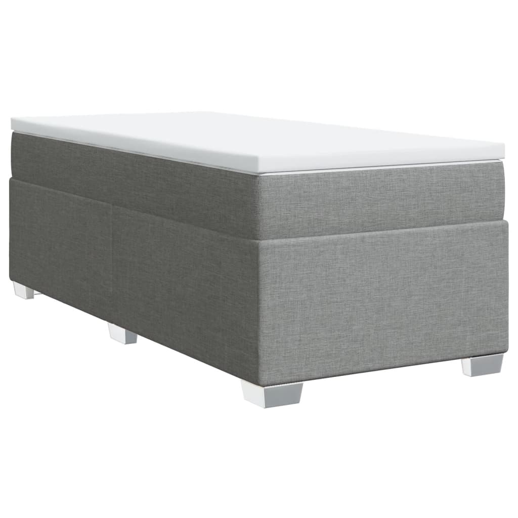vidaXL Boxspring met matras stof lichtgrijs 90x200 cm grijs, foto 3