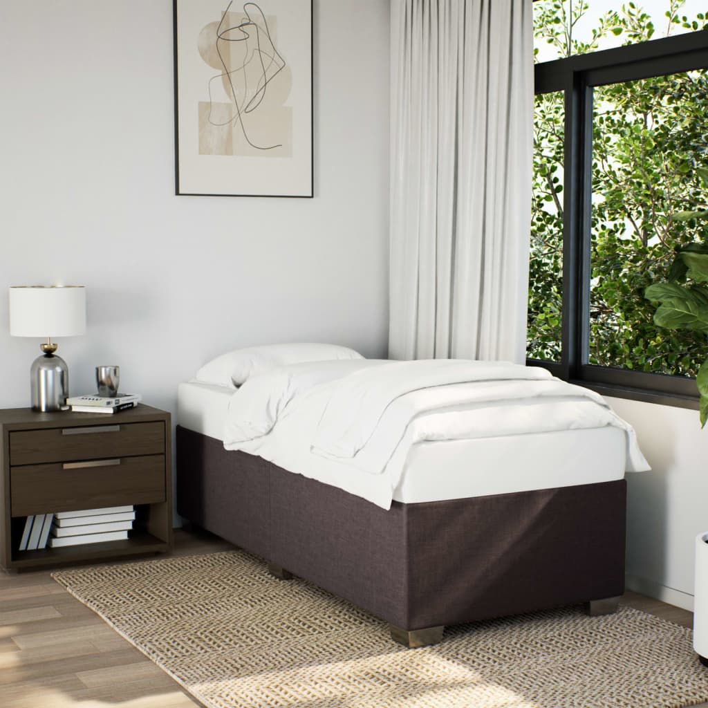 vidaXL Boxspring met matras stof donkerbruin 90x200 cm afbeelding