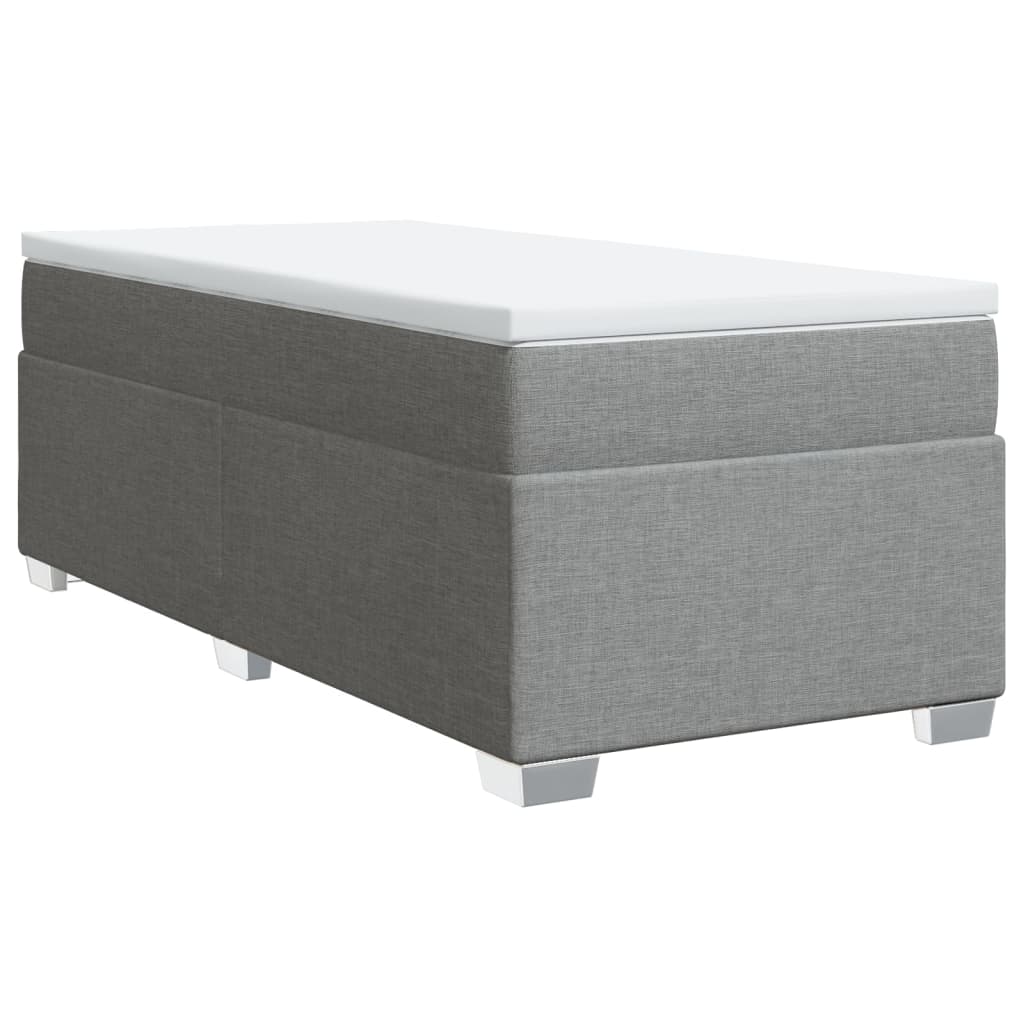 vidaXL Pat box spring cu saltea, gri deschis, 100x200 cm, textil
