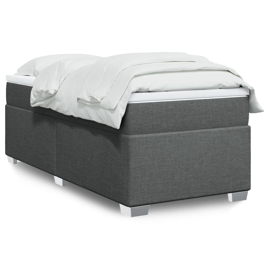 vidaXL Boxspringbett mit Matratze Dunkelgrau 100x200 cm Stoff