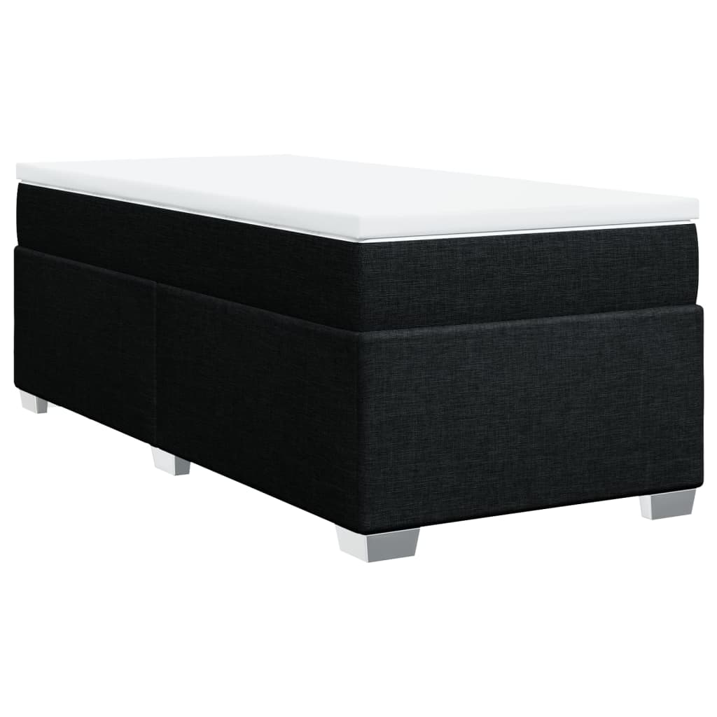 vidaXL Pat box spring cu saltea, negru, 100x200 cm, textil