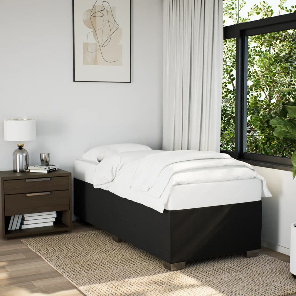 vidaXL Boxspring met matras stof zwart 100x200 cm afbeelding