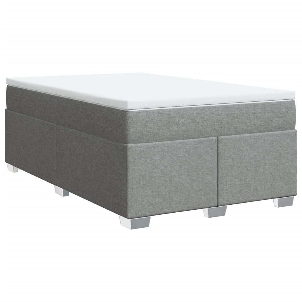 vidaXL Pat box spring cu saltea, gri deschis, 120x190 cm, textil