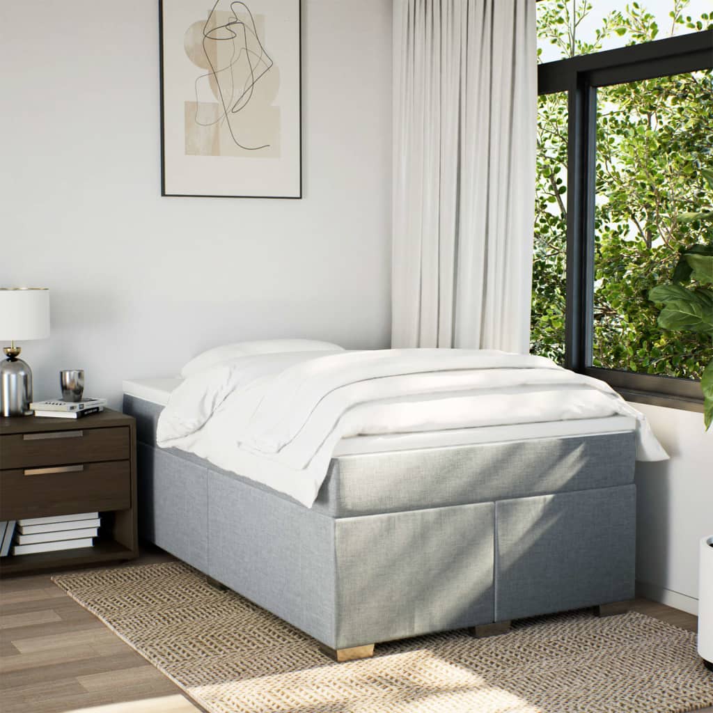 vidaXL Boxspring met matras stof lichtgrijs 120x190 cm afbeelding