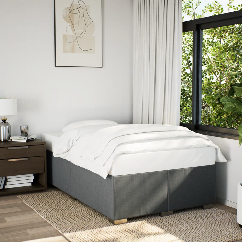 vidaXL Boxspring met matras stof donkergrijs 120x190 cm afbeelding