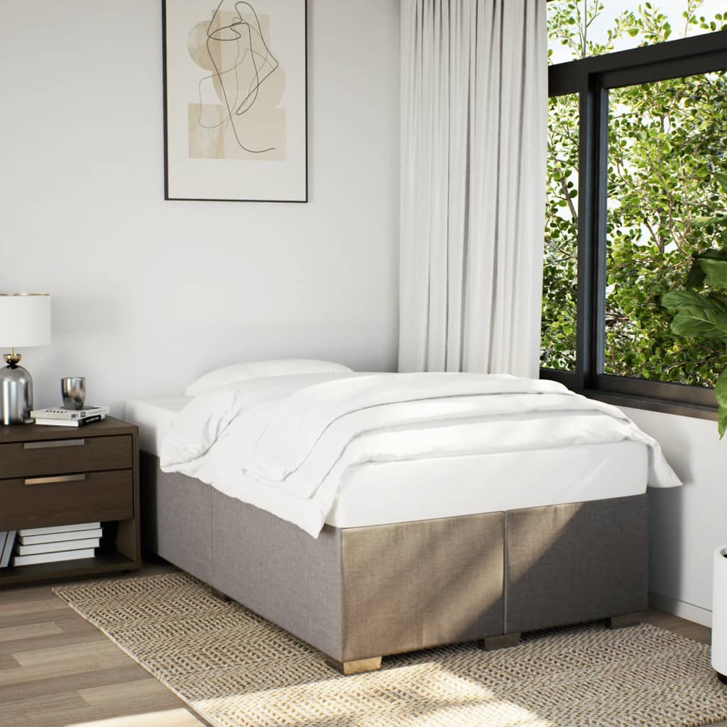 vidaXL Boxspring met matras stof taupe 120x190 cm afbeelding