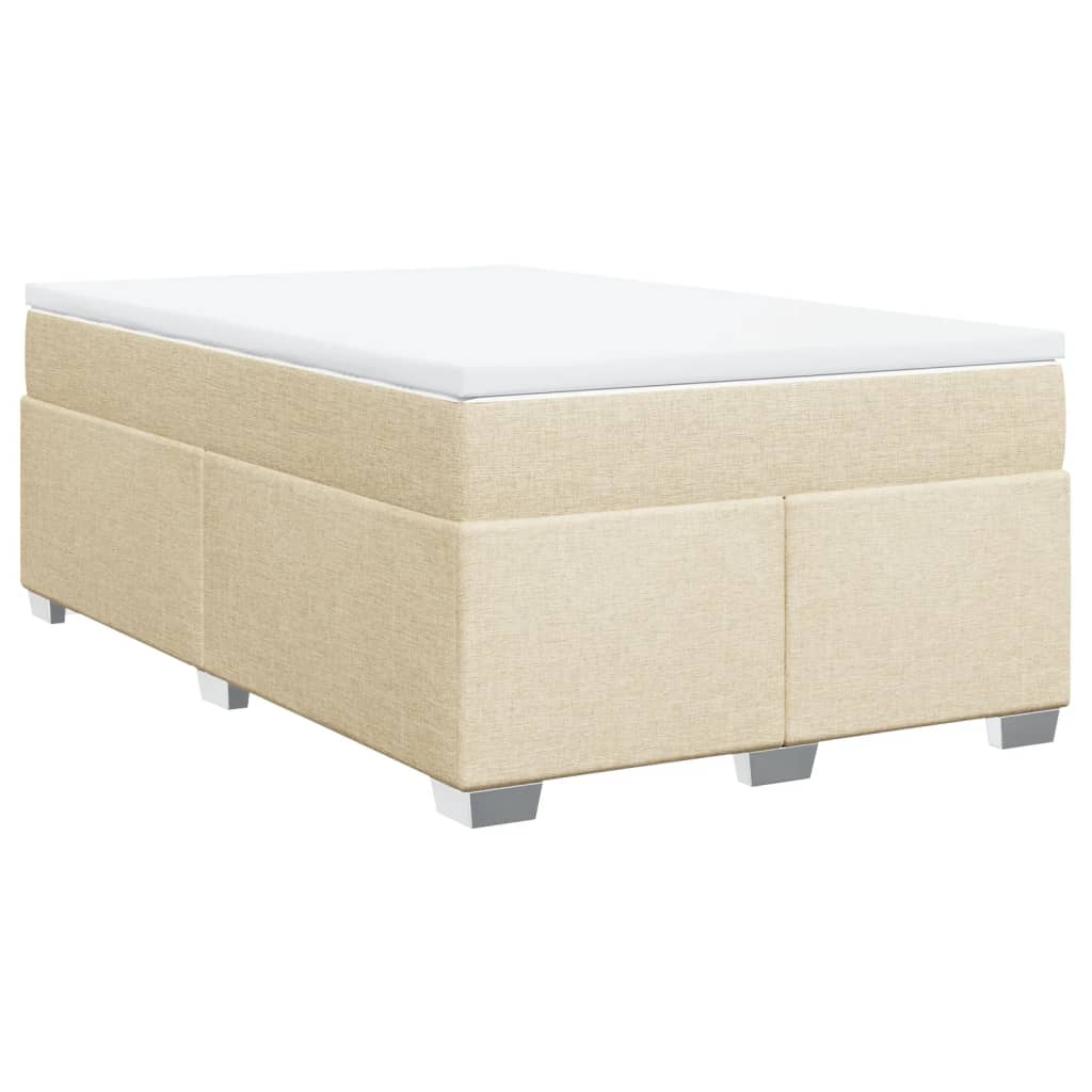 vidaXL Box spring postelja z vzmetnico krem 120x190 cm blago