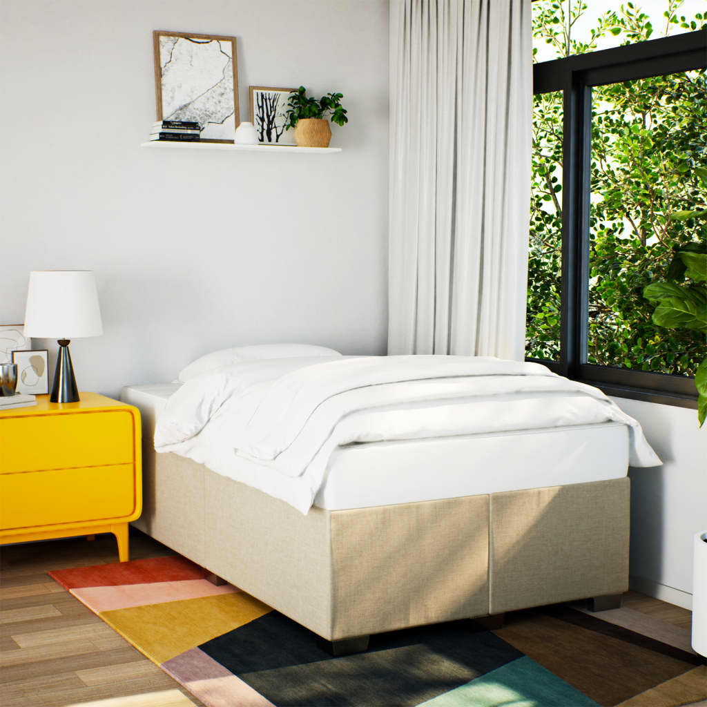 vidaXL Boxspring met matras stof crèmekleurig 120x190 cm afbeelding