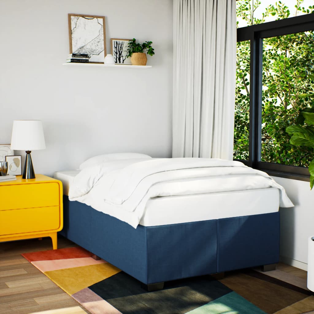 vidaXL Boxspring met matras stof blauw 120x190 cm afbeelding