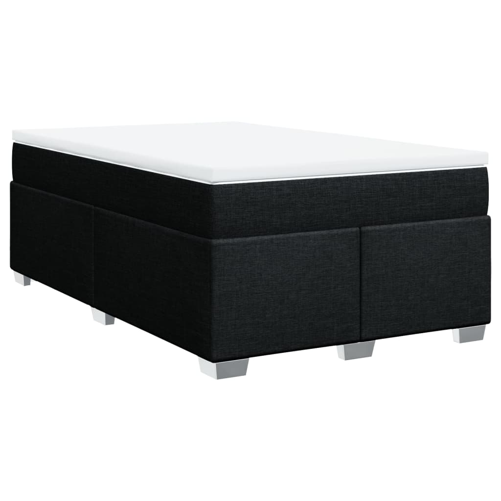 vidaXL Pat box spring cu saltea, negru, 120x200 cm, textil