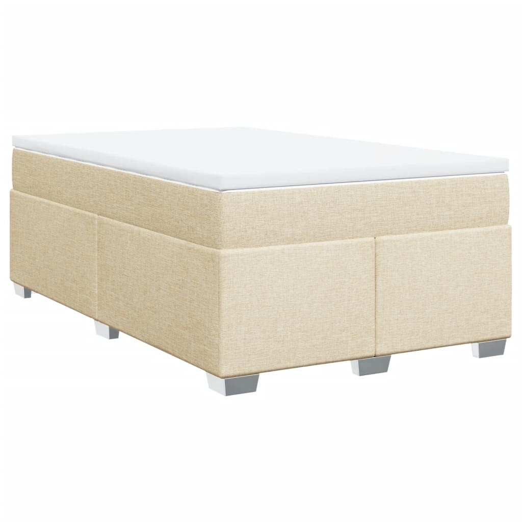 vidaXL Pat box spring cu saltea, crem, 120x200 cm, textil
