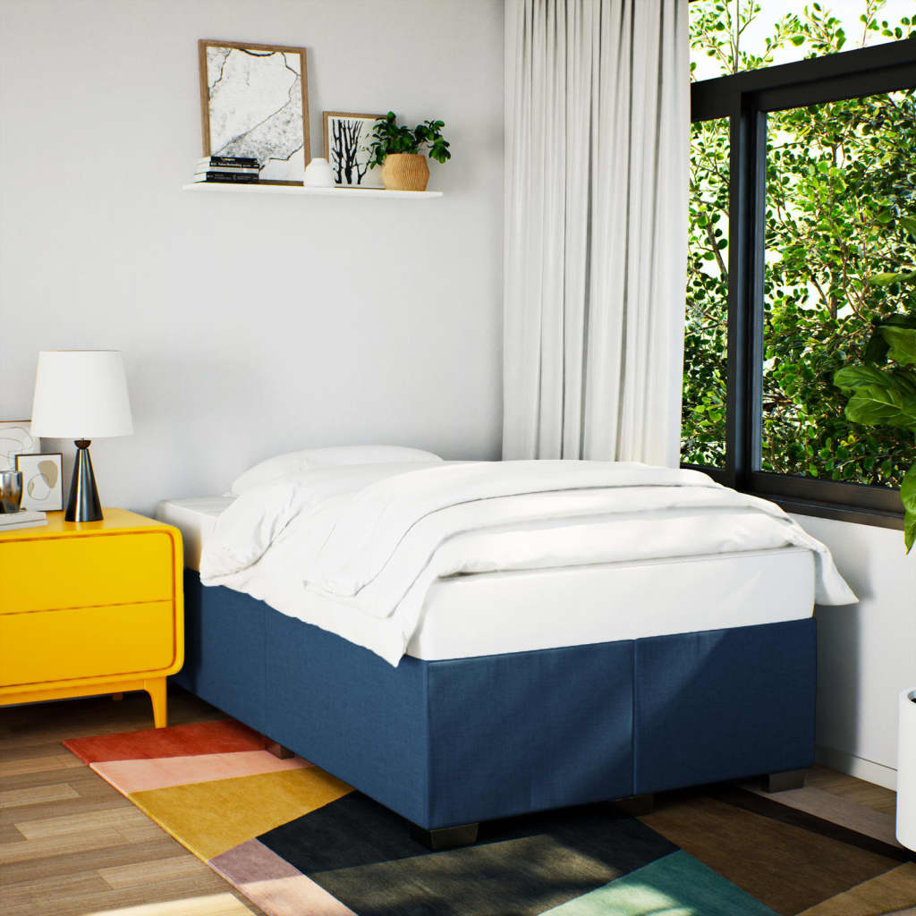 vidaXL Boxspring met matras stof blauw 120x200 cm afbeelding
