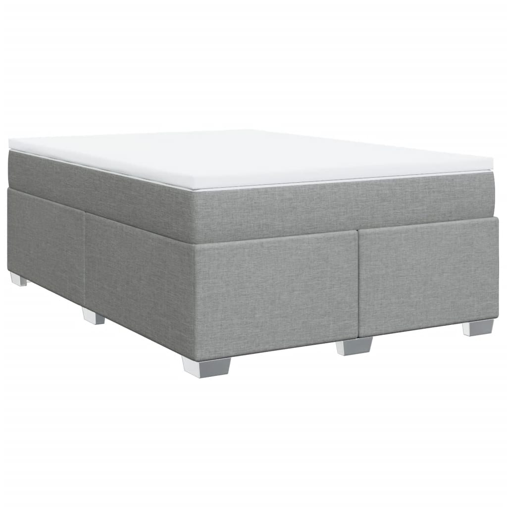 vidaXL Pat box spring cu saltea, gri deschis, 140x190 cm, textil