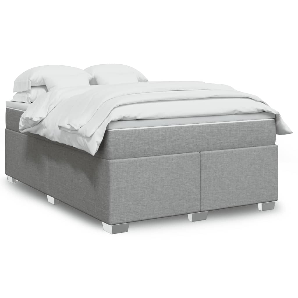 Boxspringbett mit Matratze Hellgrau 140×190 cm Stoff