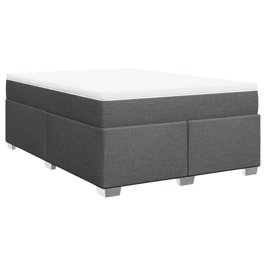 vidaXL Pat box spring cu saltea, gri închis, 140x190 cm, textil