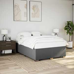 Box spring postel s matrací tmavě šedý 140 x 190 cm textil - obrázek 3