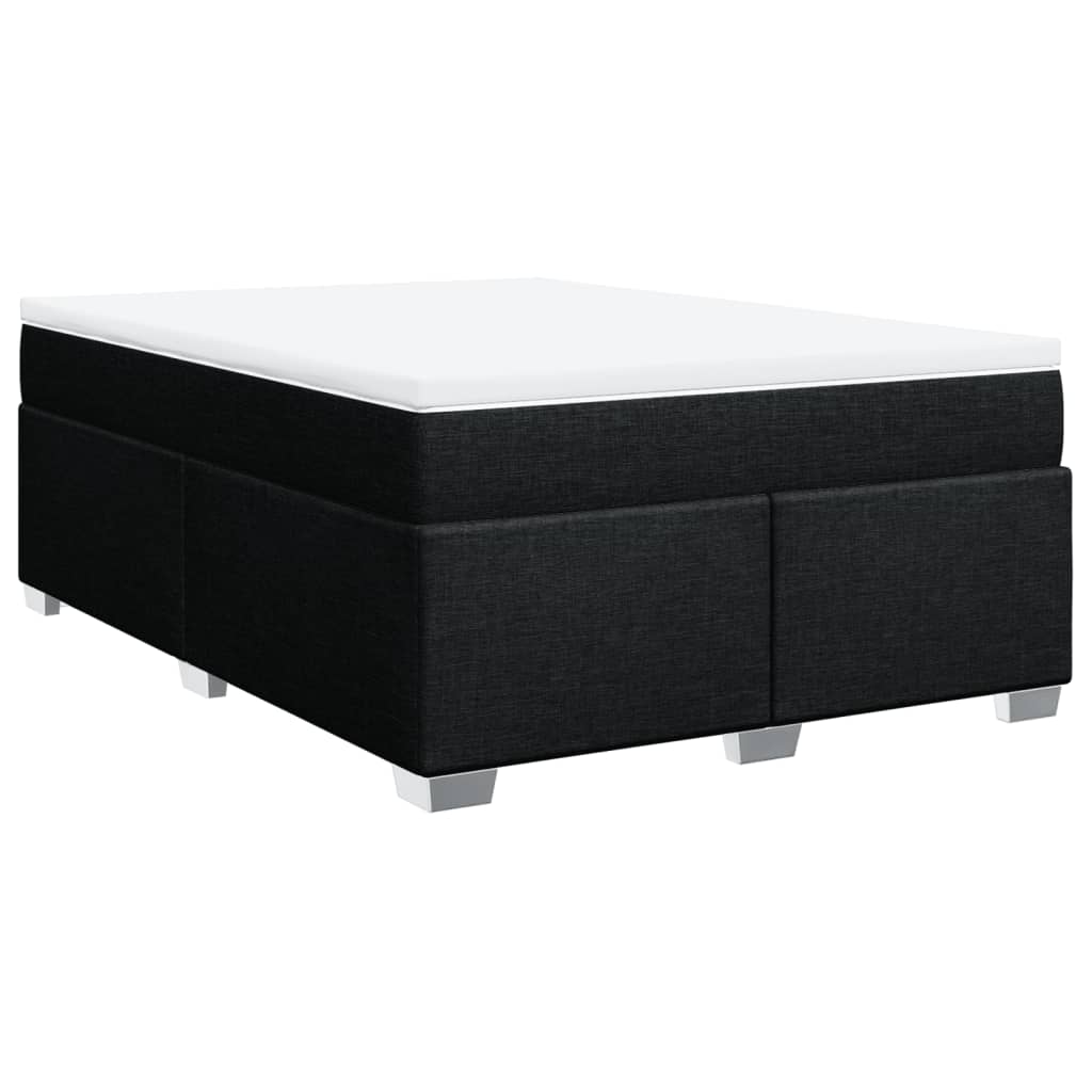 vidaXL Pat box spring cu saltea, negru, 140x190 cm, textil