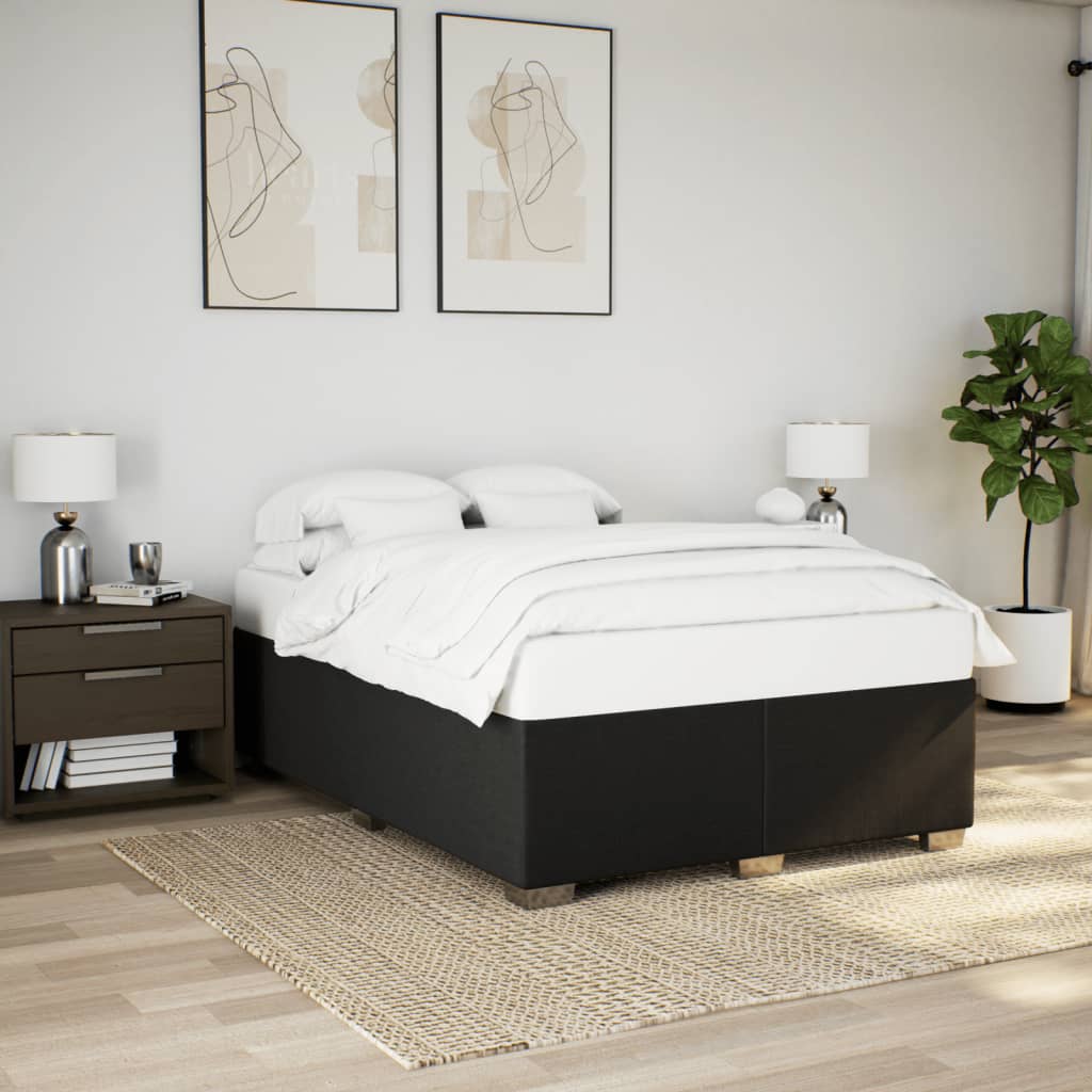 vidaXL Boxspring met matras stof zwart 140x190 cm afbeelding